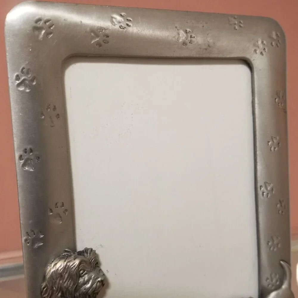 Vintage Seagull Picture Photo Frame Dogs & Puppy Pewter Pets 4x6 Silvertone 1993 - Picture 7 of 11